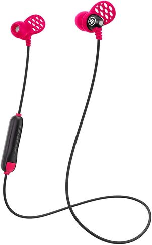 سماعات أذن معدنية لاسلكية متينة من جي لاب، أسود/وردي، محركات تيتانيوم 8 مم، عمر بطارية 6 ساعات، عزل الضوضاء، بلوتوث 5.0، تصنيف IP55 لمقاومة العرق، أطراف جل إضافية وزعانف مبطنة in Kuwait