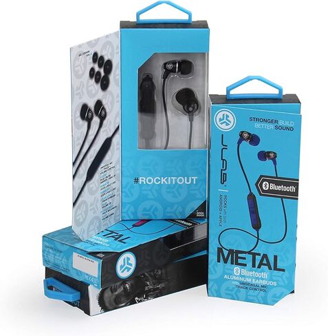 سماعات أذن معدنية لاسلكية متينة من جي لاب، أسود/وردي، محركات تيتانيوم 8 مم، عمر بطارية 6 ساعات، عزل الضوضاء، بلوتوث 5.0، تصنيف IP55 لمقاومة العرق، أطراف جل إضافية وزعانف مبطنة in Kuwait