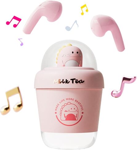 Kids Earbuds for Small Ear Canals Pink Kids Wireless Earbuds for Kids Ear Buds Cute Milk Tea Cups Bluetooth in-Ear Headphones Earphones for kids with Microphones for iPhone, Android, iPad ,Galaxy in Saudi Arabia