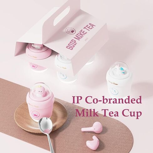 Kids Earbuds for Small Ear Canals Pink Kids Wireless Earbuds for Kids Ear Buds Cute Milk Tea Cups Bluetooth in-Ear Headphones Earphones for kids with Microphones for iPhone, Android, iPad ,Galaxy in Saudi Arabia