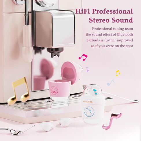 Kids Earbuds for Small Ear Canals Pink Kids Wireless Earbuds for Kids Ear Buds Cute Milk Tea Cups Bluetooth in-Ear Headphones Earphones for kids with Microphones for iPhone, Android, iPad ,Galaxy in Saudi Arabia