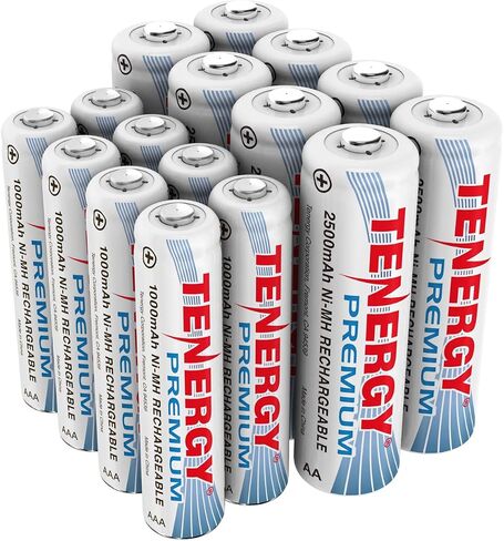 Tenergy Premium High Capacity NiMH Rechargeable Battery Combo, 12xAA and 12xAAA Rechargeable Batteries, 24 Pack in Saudi Arabia