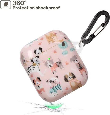 AirPod Case 2nd Generation,AirPod Case 1st Generation Cute for Women Men with Keychain Silicone Cover Compatible with Apple AirPods 2nd 1st Generation Charging Case, Front Led Visible Pink Dogs Dog in Saudi Arabia