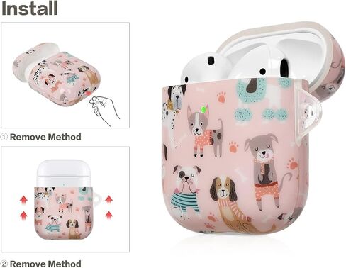 AirPod Case 2nd Generation,AirPod Case 1st Generation Cute for Women Men with Keychain Silicone Cover Compatible with Apple AirPods 2nd 1st Generation Charging Case, Front Led Visible Pink Dogs Dog in Saudi Arabia