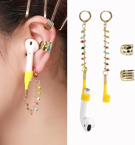 Anti Lost Earring Strap for Airpods Anti Lost Strap for Airpods Pro, Wireless Earbuds Earphone Holder Connector, Compatible with Airpods 1 2 3 pro(CZ Flower Stud Style) in Saudi Arabia