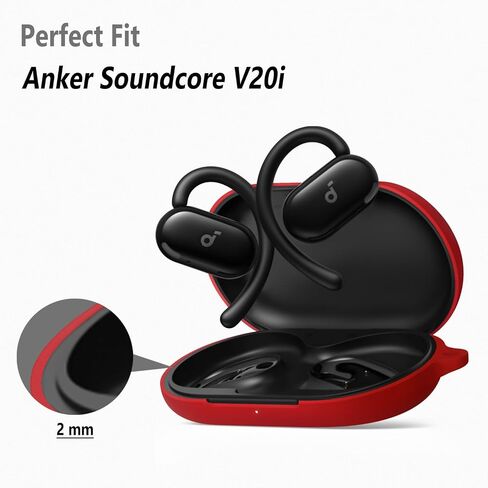 Geiomoo Silicone Case for Anker Soundcore V20i, Protective Cover with Carabiner (Black) in Saudi Arabia