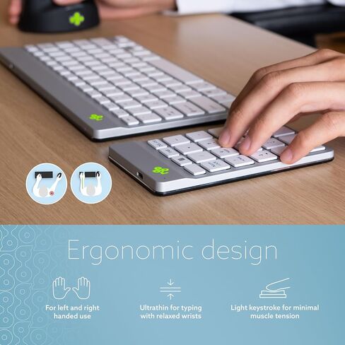 R-Go Number Pad Keyboard, Bluetooth Mini Numeric Keypad with LED Break Indicator, for Financial Accounting, Data Entry & Excel Spreadsheets, Rechargeble Wireless, White in Saudi Arabia