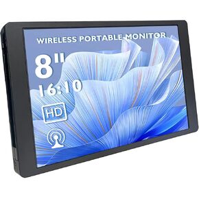 MK1 8" Wireless Portable Monitor for Gaming - portable monitor hdmi for PC MAC PS4 Xbox Switch|Anti-Interference Signal, Immersive Audio, Low Latency, Plug Play, Built-in 1/4" Screw (Black)