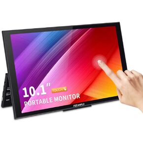 شاشة محمولة FEELWORLD DH101 مقاس 10.1 بوصة، شاشة كمبيوتر خارجية مع مكبرات صوت USB من النوع C HDMI مزدوجة لأجهزة الكمبيوتر المحمول وأجهزة الكمبيوتر المحمولة وهاتف MAC وRaspberry Pi وألعاب PS4 PS5 Xbox Switch in Kuwait