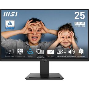 MSI PRO MP253 24.5-inch IPS 1920 x 1080 (FHD) Computer Monitor, 100Hz, Adaptive-Sync, HDMI, DP Port, VGA Port, VESA Mountable, Tilt, Speaker, 1ms, Black
