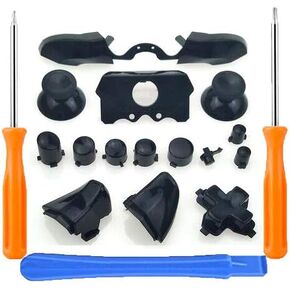 Full Set Dpad Bumpers Triggers Buttons RT LT RB LB Button ABXY Buttons with Thumbstick for Xbox One Elite Xbox One E Controller Replacement with T6 T8 Screwdriver (Black)