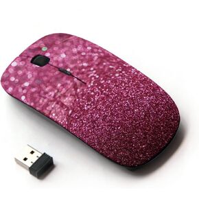 [ Optical 2.4G Wireless Mouse ] Glitter Pink Purple Bling Sand Reflective