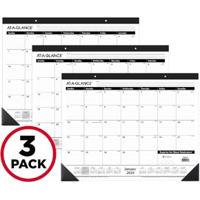 AT-A-GLANCE 2025 Desk Calendar, Desk Pad, 21-3/4" x 17", Large, Ruled Blocks, Monthly (SK250025)