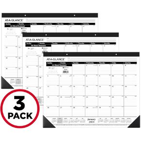 AT-A-GLANCE 2025 Desk Calendar, Desk Pad, 21-3/4" x 17", Large, Ruled Blocks, Monthly (SK250025)