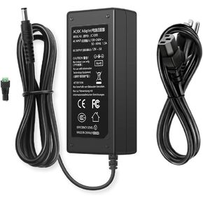 DC 12 Volt 5 Amp Power Supply, AC to DC 12V 5A Power Adapter, 100-240V AC Input to DC 12V 5A Power Supply Adapter Transformer, 5.5mm x 2.5mm DC Plug & 1 More DC Tip