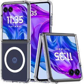 Fin2feel Magnetic Case for Motorola Razr Plus 2024 Case/Moto Razr+ 2024 Case, Motorola Razr 50 Ultra Case, Compatible with MagSafe, Transparent Hard PC Shockproof Yellowing Anti-Scratch Cover,Clear