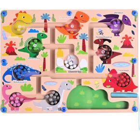 Magnetic Color and Number Maze, Montessori Toys for 3+ Year Old, Wooden Puzzle Board, Educational Matching Toy for Boys and Girls