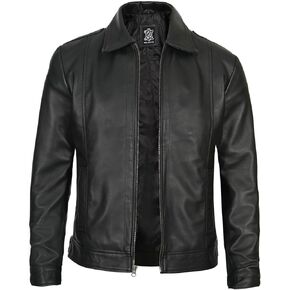 Decrum Brown Leather Jacket for Men - Lambskin Vintage Jacket | (N2) [1116085] Johnwck Chocolate Brown, XL