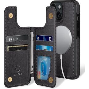 for iPhone 15 Pro Max 6.7"[Compatible magsafe] Wallet case,[Magnetic 2-in-1 Detachable][Back Flip Folio Phone Cases][RFID Blocking Leather] Shockproof Women Men Cover for Apple 15 ProMax Black