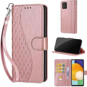 Designed for Samsung Galaxy A53 5G Case Wallet,Women Flip Folio Cover with Embossed PU Leather Stand Credit Card Holders Slots Wrist Strap Phone Case for Samsung A53 5G (Gray Cube)