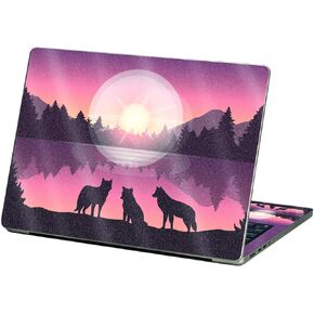 MightySkins Glossy Glitter Skin Compatible with Apple MacBook Air 13.6" M2 (2022) - Wolf Silhouette | Protective Durable High-Gloss Glitter Finish | Easy to Apply and Change Styles | Made in The USA