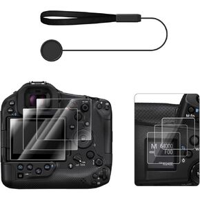 Screen Protector Compatible with Canon EOS R5 Mark II,for Canon EOS R5 for EOS R3 for EOS R1 【3pcs LCD Tempered Glass foils+ 3pcs PET Shoulder Screen Protector】 with 1Pcs Anti-Loss String