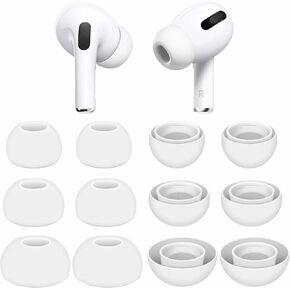 6 Pairs Compatible with AirPods Pro and Pro 2 Ear Tips Buds, Small Medium Large 3 Size Silicone Rubber Eartips Earbuds Gel Cover Accessories Compatible with AirPods Pro 2 and Pro - S/M/L White