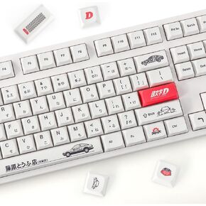 أغطية مفاتيح YIMAGUJRX الأولية D - أغطية مفاتيح يابانية AE86 PBT، 108 مفاتيح أولية D مخصصة لصبغة التسامي OEM للوحة المفاتيح الميكانيكية (أحمر) in Kuwait