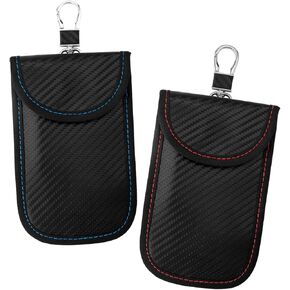 2pcs Faraday Bags, 5.9x3.7in Faraday Pouch for Key Fob Signal Blocking Anti Theft Faraday Cage Car RFID Signal Blocking Faraday Protector Case Holder for Car Keys
