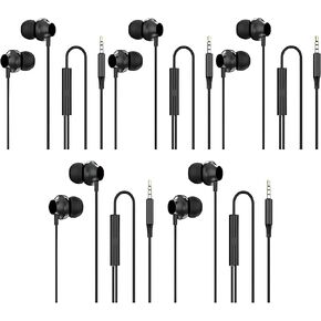 5 Packs Wired Earbuds in Ear Headphone Noise Isolating Noise Blocking Wired Earbuds Headphones Earphones with Heavy Bass Stereo