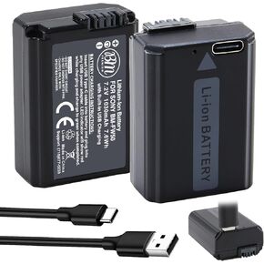 BM Premium NP-FW50 Battery with Built-in USB-C Charging Port for Select Sony Cameras