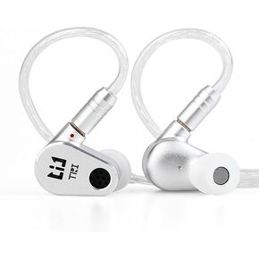 YINYOO TRI Draco, CNC Aluminum Alloy Shell Wired Earbuds, IEM Headphones, 4-core OFC Silver-Plated Cable Earphones, Equipped with Three Ear Tips with Different Frequencies（Silver Without Mic）