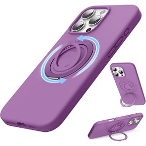 SURPHY 360° Magnetic Stand for iPhone 16 Pro Max Case with Finger Ring, Compatible with MagSafe, Ring Stand and Finger Ring Phone Case for 16 Pro Max 6.9 inch 2024, Clear