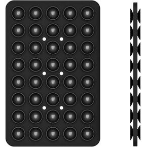 OSKE Double-Faced Silicone Suction Phone Case Holder Mount, Silicon Adhesive Phone Accessory for iPhone and Android, Hands-Free Fidget Toy Mirror Shower Phone Holder, Tiktok Videos (Black)