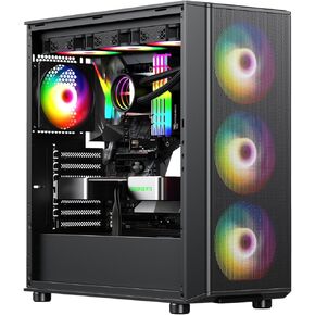 Raidmax Meshian X Seies Mesh Front Intake High Airflow Design, Pre-Installed 4X 140mm ARGB and 1x 120mm ARGB Fans, Tempered Glass, Support 4090 GPU and 360mm Water Cooler (X606, White)