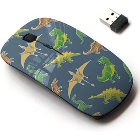 2.4G Wireless Mouse with Cute Pattern Design for All Laptops and Desktops with Nano Receiver - Dino Cute Cartoon