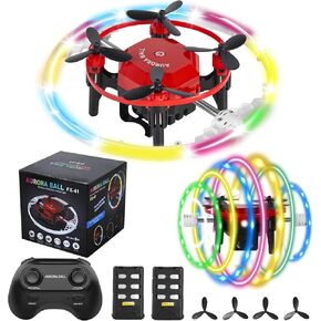 Mini Drones for Kids Beginners & Adults, RC Drone & Aurora Ball 2 in 1 Toy with One Key Take Off-Landing, 360° Spinning, Aurora Ball Mode, 2 Batteries, Quadcopter Fly Toy for Boy Girl Gifts