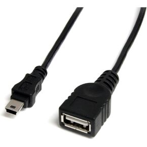 StarTech.com 1 ft Mini USB 2.0 Cable - USB A to Mini B F/M - USB cable - USB (F) to mini-USB Type B (M) - USB 2.0 - 1 ft - black - USBMUSBFM1