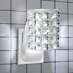 Wall Fragrance Plug in with Night Light, Compatible with Bath & Body Works WallFlower Fragrance, Wall Plug Essential Oil Diffuser with Nightlight for Home, Office (Square Rhinestone, White)