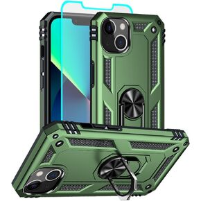 Aozuoton for iPhone 13 Case, iPhone 13 Phone Case, [Military Grade 16ft. Drop Tested] Ring Shockproof Protective Phone Case for iPhone 13,Blue
