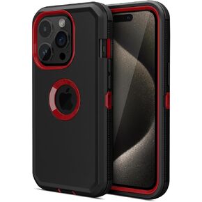 Jiunai for iPhone 15 Pro Max Case, Heavy Duty Drop Protection Screenless Dual Layer Shockproof Rugged Bumper Dust Proof Phone Case Compatible with iPhone 15 Pro Max 6.7'' 2023 Released - Black