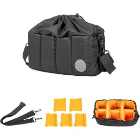 Shockproof Padded Camera Bag Case with Red Liner for Rangefinder/Mirrorless/DSLR Cameras for Leica Canon Sony Fujifilm Nikon