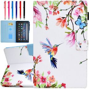 Case for Amazon Kindle Fire HD 8 and Fire HD 8 Plus Tablet Case (12th/10th Generation 2022/2020 Release), Funut PU Leather Smart Standing Cover Tablet Case with Auto Wake/Sleep, Purple Butterfly