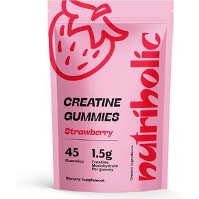 Creatine Monohydrate Gummies, 1.5g Creatine per Gummy, for Women & Men. Vegan, Gluten-Free, Non-GMO, Made in USA Strawberry Flavored