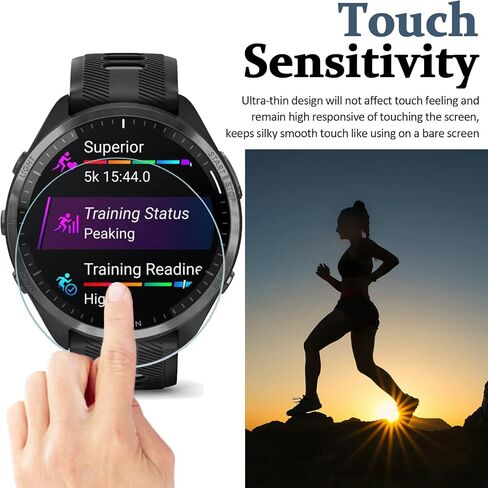 [10+2 Pack] Upgrade Miimall Compatible for Garmin Forerunner 965 Screen Protector and Charger Port Protector, Anti-Dust Plugs & Bubble Free HD Tempered Glass Film Screen Protector for Forerunner 965 in Saudi Arabia