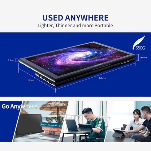 شاشة محمولة FEELWORLD DH101 مقاس 10.1 بوصة، شاشة كمبيوتر خارجية مع مكبرات صوت USB من النوع C HDMI مزدوجة لأجهزة الكمبيوتر المحمول وأجهزة الكمبيوتر المحمولة وهاتف MAC وRaspberry Pi وألعاب PS4 PS5 Xbox Switch in Kuwait