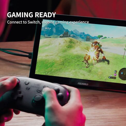 شاشة محمولة FEELWORLD DH101 مقاس 10.1 بوصة، شاشة كمبيوتر خارجية مع مكبرات صوت USB من النوع C HDMI مزدوجة لأجهزة الكمبيوتر المحمول وأجهزة الكمبيوتر المحمولة وهاتف MAC وRaspberry Pi وألعاب PS4 PS5 Xbox Switch in Kuwait