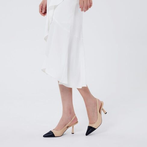 Elisabet Tang Women's Slingback Kitten Heel,3 inch Sexy Pointed Closed Toe Stilettos Pumps Slingback Heels for Women Slip on Elastic Strap Wedding Party Dress Sandals Shoes in Kuwait
