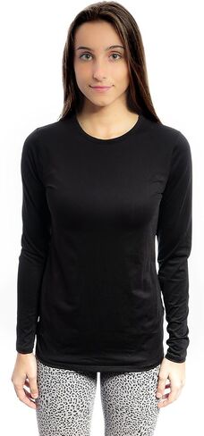 Cuddl Duds ClimateRight Microfiber Warm Underwear Long Sleeve top (Black) in Saudi Arabia