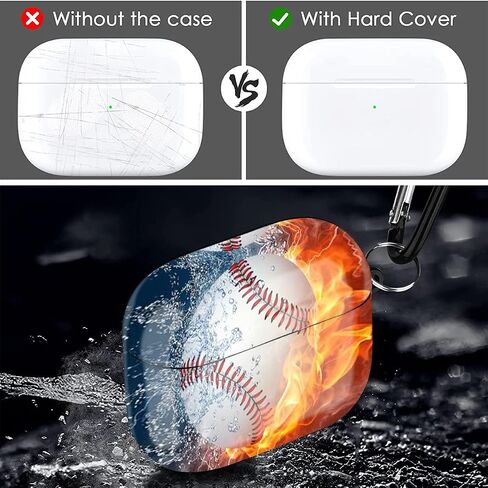 AirPods 3 Case 2021, AirPods 3rd Third Generation 2021 Protective Cover ，Premium TPU Shockproof Protective Cover for AirPods 3rd with Keychain （Baseball Fire） in Saudi Arabia